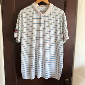 Jim Harbaugh Game-worn LA Chargers Nike Striped Polo | Extra Large